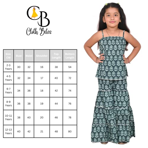 Image of Printed Cotton Sharara Set for Kids, Traditional Dresses Set for Baby, Ethnic Outfits for Girls, Sleeveless Kurti Set