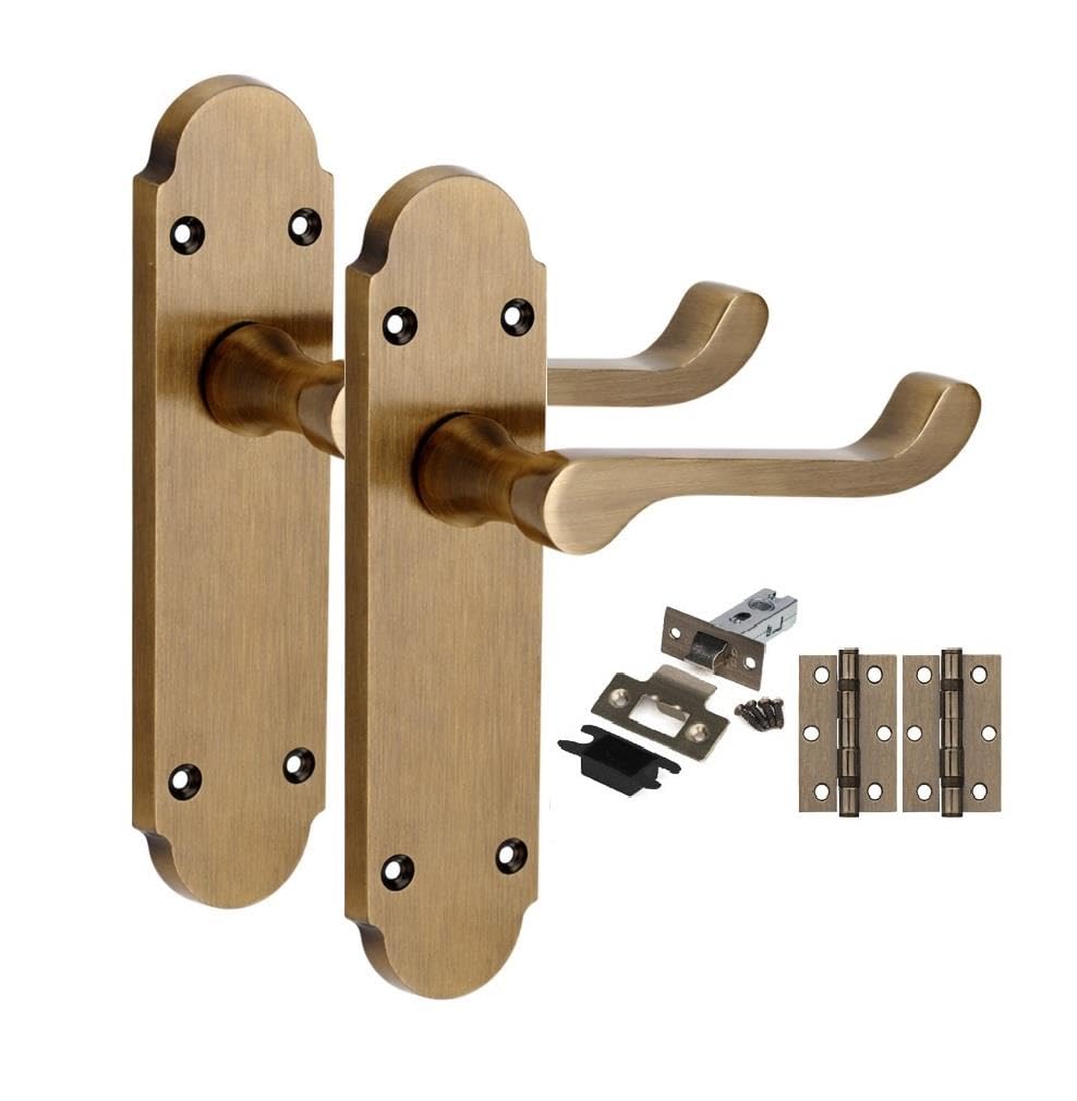 Golden Grace Antique Brass Victorian Epsom Door Handle Set, 1 Pair