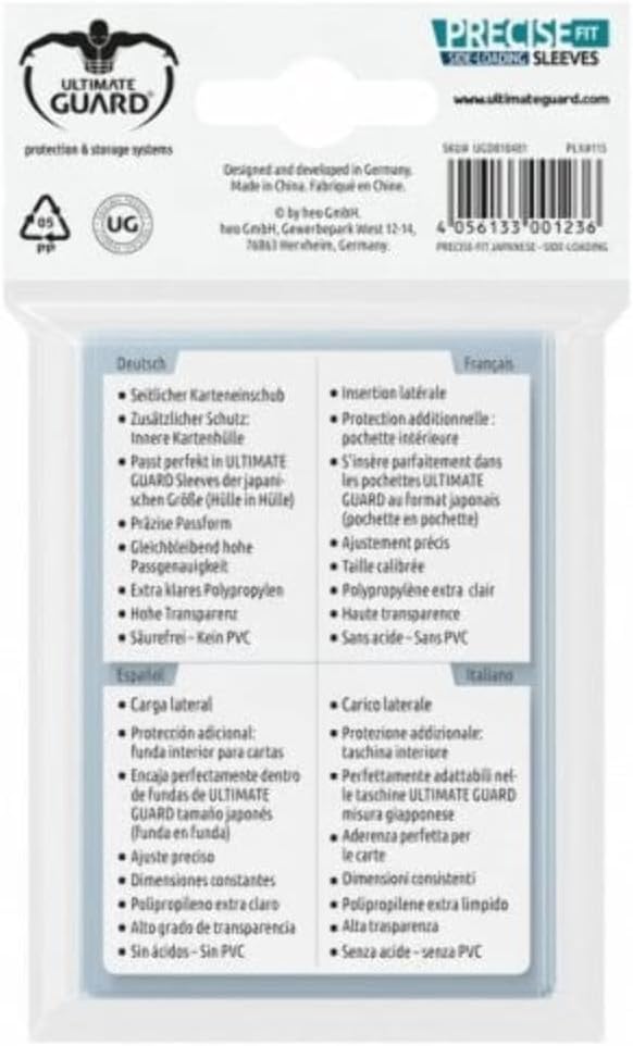 Ultimate Guard UGD010481 Precise-Fit Sleeves Side-Loading Japanese Card Game, Transparent