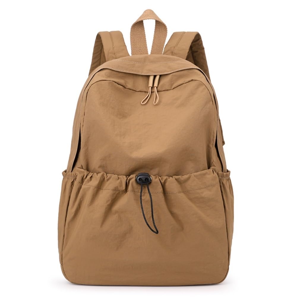Sac à dos à fermeture à cordon marron léger et grande capacité - 7