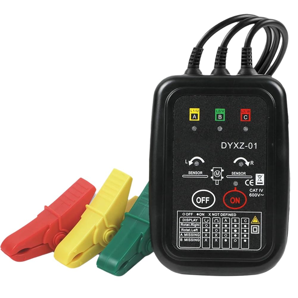 Comprobador de Voltaje DYXZ-01/Detector de Secuencia de Fases Sin Contacto, Medidor, Pantalla LED, Comprobador Trifásico.