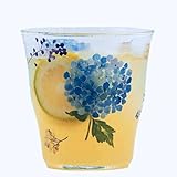 Jianghehaihai Flower Pattern Glass Cup with Blue Hydrangea Coffee Milk Tea Drinking Mug Cups Gift for Women Wife Girls