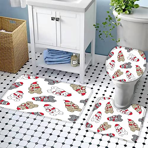 Badezimmer Badematte 3 Teilig Set Eisbär rutschfest Badteppiche Saugfähig Memory Foam Badezimmermatte Weich WC… – Bild 4