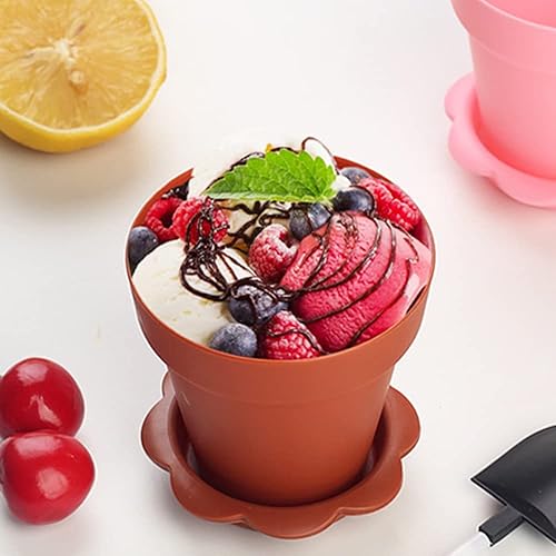 Miniatura 6 de Paquete de 50 vasos de postre en maceta de 6.1 fl oz de plástico de 6 onzas con tapa y cuchara, taza de degustación de aperitivos, adecuada para
