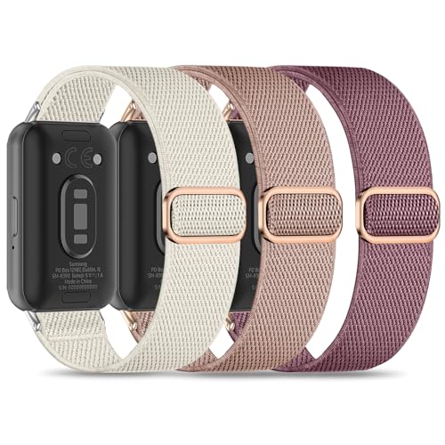 Wizvv Pack of 3 Elastic Wristbands for Samsung Galaxy Fit 3 Quick Release Nylon Fabric Watch Straps