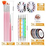 Teenitor Nail Pen Designer, Stamp Nail Art Tool with 15pcs Nail Painting Brushes, Nail Dotting Tool, Nail Foil, Manicure Tape, Color Rhinestones for Nails Pink - Image 2