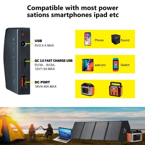 RoRood Painel solar dobrável de 100 W 18 V compatível com gerador solar, carregador de bateria de pa