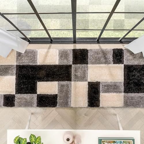 Image of 2x8 feet Soft Runner Rug for Living Room and Bedroom, Modern Indoor Floor Carpet with Non-Slip Backing, Comfortable Decorative Home Decor Rug, Easy Clean & Durable- (3D Silver B, Rectangular)