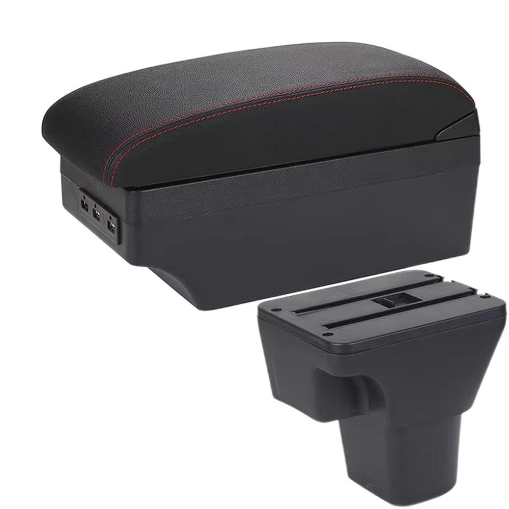 SXQPOCAR For Hyundai Solaris For Accent RB For Verna 2005-2010 Car Armrest Box Storage Box Replacement Parts(A1 Black red 7USB)