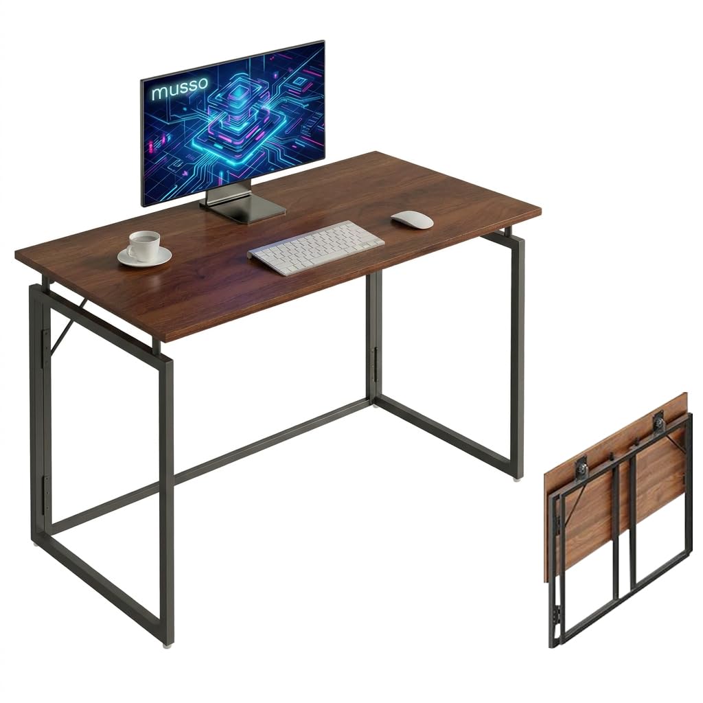 MUSSO F5 Scrivania Pieghevole 80 x 40 cm, Senza Montaggio, Marrone | Piano 80 x 40 cm, Pieghevole, Senza montaggio, Casa, Studio e Hobby