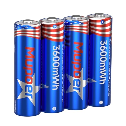Image of 3600mWh Rechargeable AA Batteries 4 Count,Lithium Battery AA 1.5V,Double A Rechargeable Battery Long Lasting,Pilas Recargables Aa High Capacity,Li ion Two A Batteries for Blink Camera Xbox