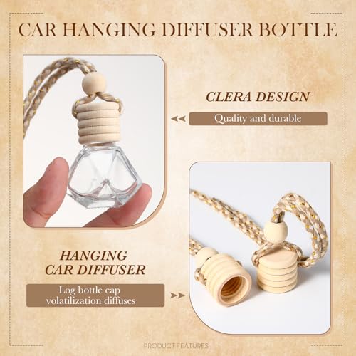 Image of DaisyInner 200 Sets Car Diffuser Bottles Empty Bulk Hanging Car Air Freshener Diffuser Bottles Glass Perfume Holder with Instruction Cards for Essential Oil Wedding Bridal Birthday Gifts (Diamond)