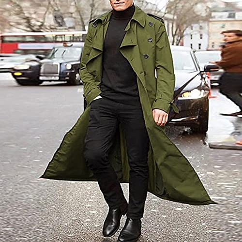 Casaco masculino para inverno masculino fino elegante trench coat casual trespassado lapela manga lo