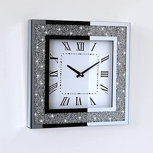 1One Made For You Gatsby Bling Glass Wall Clock Filled With Crushed Diamond Crystals To Sparkle Your Home/Office | Luxury Decor | Handmade | Ideal Gift #TOP28