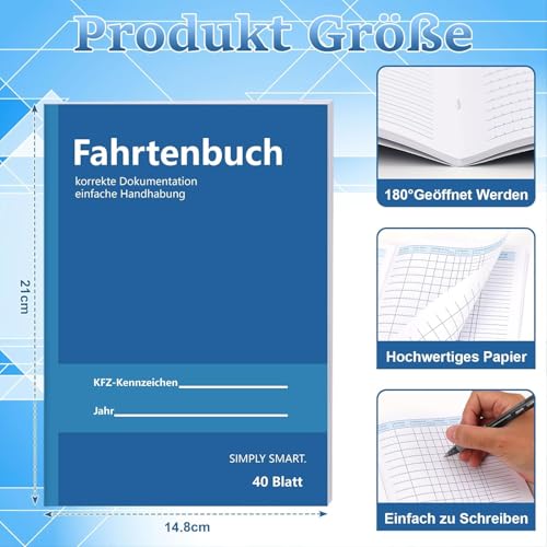 2 Stück Fahrtenbuch 40 Seiten Fahrtenbücher A5 Fahrtenbuch Pkw Fahrtenbuch Lkw Finanzamt Anerkannt zur Trennung Geschäftlicher und Privater Fahrten