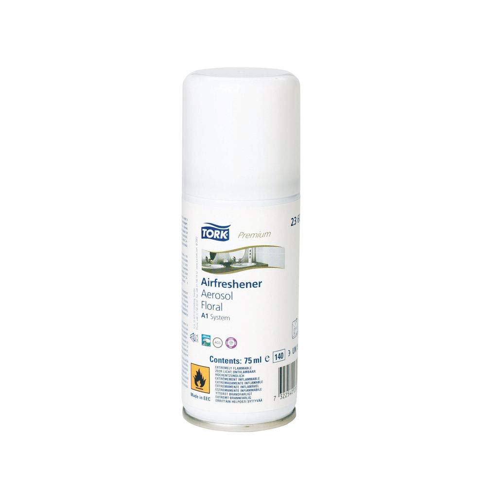 Tork 236052 Deodorante Spray Premium Floreale / Ricarica da 75 ml per dispenser, compatibile con sistema A1, numero di dosi: 3000