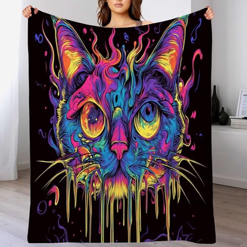 Couverture en flanelle chat bleu violet 150x200cm pour canapé - 3
