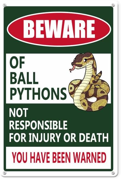Beware The Python Horienteeon Beware of Ball Python Snake Aluminium/Metal Sign 14×20cm ...