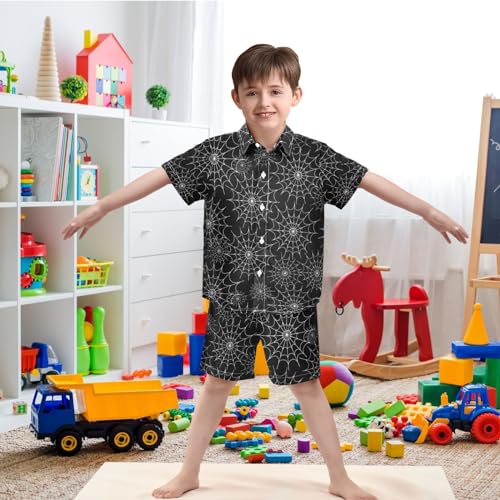Image of visesunny Funny Boy's 2 Pieces Shirt and Short Set Casual Shirts Short Sleeve Beach Shorts Summer Outfits for 3-10 Years Kids