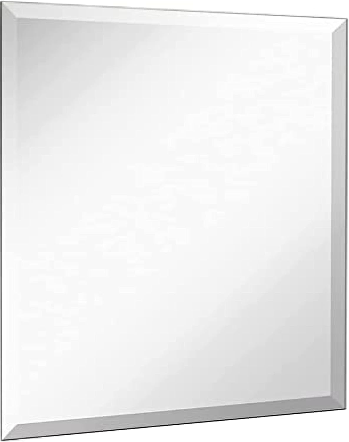 Hamilton Hills 24x24 inch Frameless Rectangular Mirror | Small Polished Glass Core Back, Lightweight Vanity Mirror | Beveled Bathroom Mirrors for Wall | Hanging Horizontally or Vertically Gym Mirror
