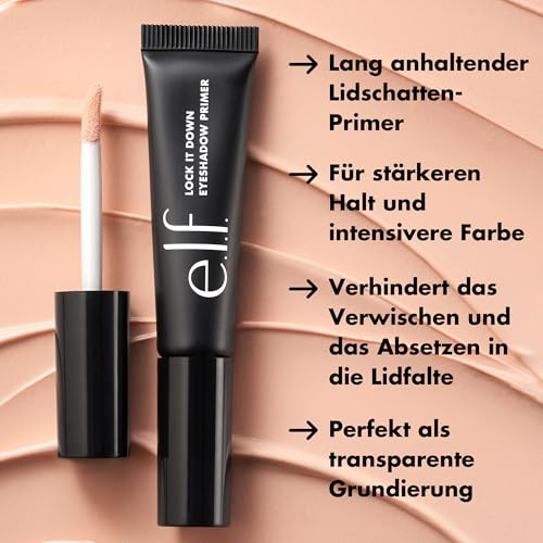 e.l.f. Lock It Down Eyeshadow Primer, Geschmeidiger, Cremiger Primer für Langanhaltenden Lidschatten, Intensiviert Flüssig- & Puderlidschatten, Vegan & Tierversuchsfrei