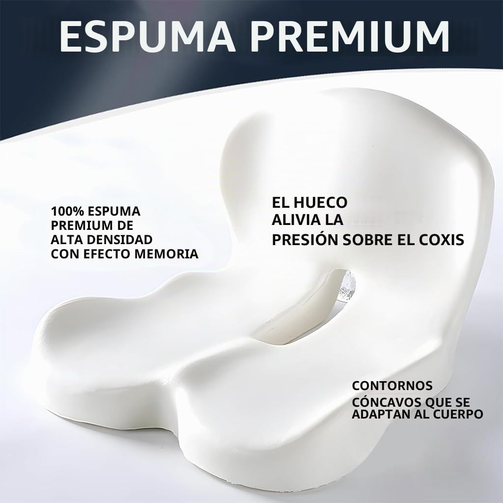 HoldOneLight Cojín ortopédico con respaldo [apoyo lateral y comodidad] cojín para silla de oficina y coche – Ergonómico, cojín de asiento, cojín para coxis (versión original)