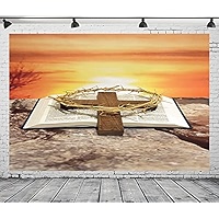 BELECO 7x5ft Fabric Retro Holy Bible Cross Backdrop Holy Light Glowing Crucifix God Belief Jesus Christ Biblical Backdrop Background Christian Church Sanctuary Decor Easter Photo Booth Studio Props - View #11