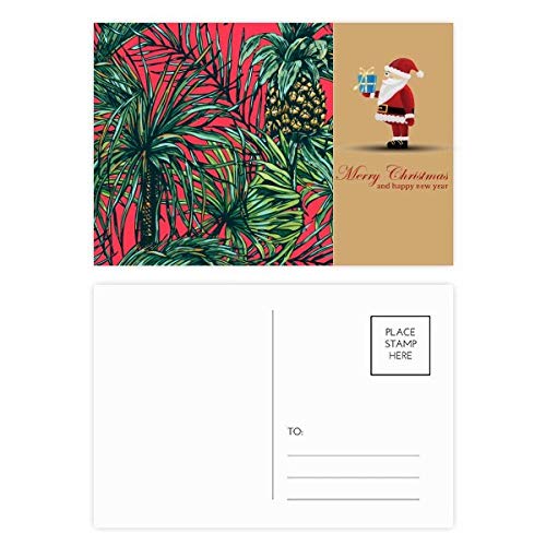 Cartes postales motif Père Noël et feuilles d'ananas pour accompagner vos cadeaux