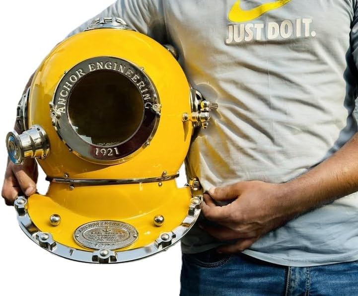 Yellow Scuba Diving Helmet | 1921 Anchor Engineering Divers Helmet | Nautical Deep Sea Helmet