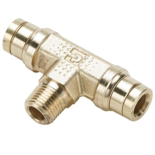 Parker 172PMTNS-6-8-pk20 Brass Push-to-Connect D.O.T. Fitting, Tube to Pipe, Brass, Push-to-Connect and NPTF Branch Tee Rigid, 3/8" and 1/2" (Pack of 20)