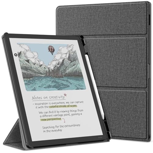 FINTIE Stand Case for 11 Kindle Scribe 3rd Generation 2025 and Kindle Scribe Colorsoft 1st Generation 2025 - [Built-in Pen Holder] Two Viewing Angles Trifold Cover with Auto Sleep/Wake Grey