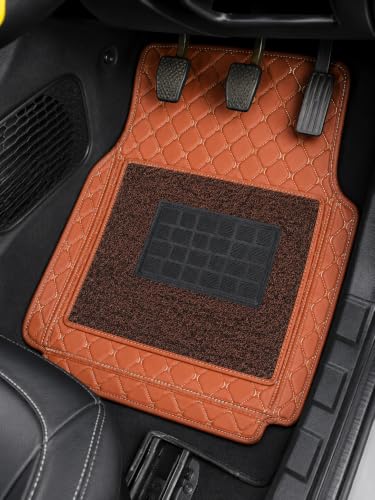 Image of CARNEST 7D Car Floor Mats Only Compatible with Corolla All Model, Set of 3 Pcs, 100% Waterproof & Washable Luxury 7D Car Foot Mats, Tan