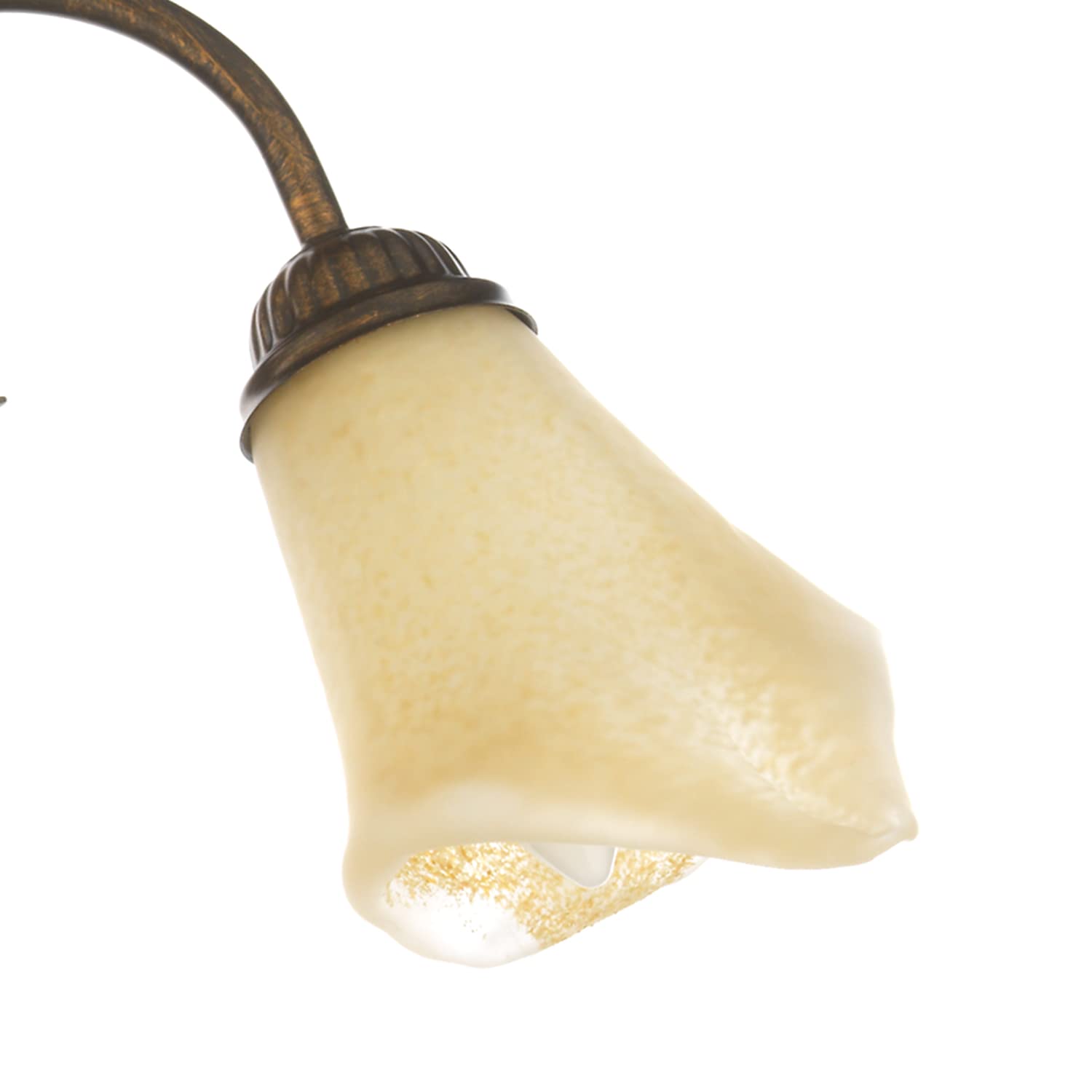 ONLI - Lampe de table 3 lumières en métal marron avec nuances dorées et verres ambre