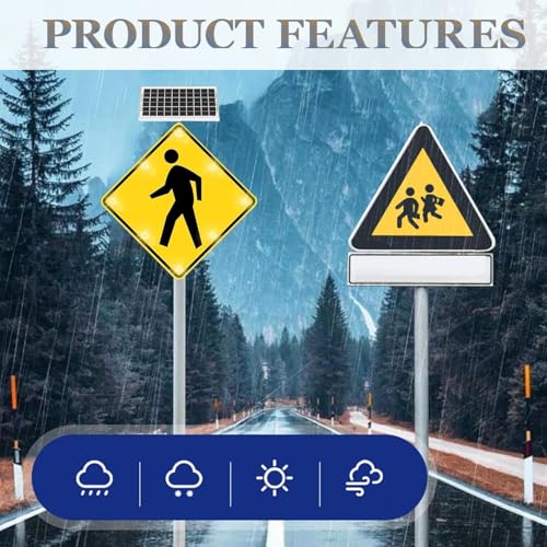 Semáforo LED, señal solar de cruce de peatones, advertencia de tráfico parpadeante para aceras y carreteras, aluminio duradero resistente a la intemperie, paquete de 2, sistema de alerta de seguridad