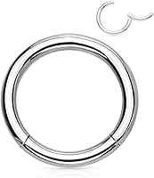 Vista 110 de Forbidden Body Jewelry - Piercing para la nariz de acero quirúrgico 316L con bisagra, 14G, 16G, 18G, diámetro de 15/64, 5/16, 25/64, 15/32 pulgadas