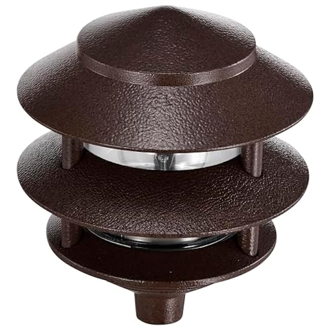 NUVO SF76/632 One 2 Louver Hood Outdoor Pagoda Landscape Pathway Light, 2 Tier-Small, Old Bronze