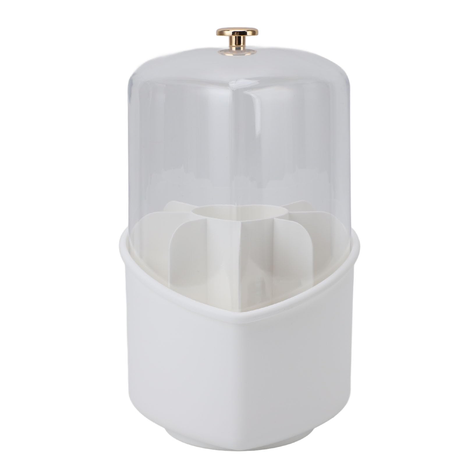 Jelquix Makeup Brushes Holder Organizer, Rotating Cosmetics Holders Organizer with 8Pcs Makeup Brushes & Clear Lid, Ideal for Vanity, Desktop & Bathroom (White)