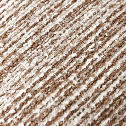 Image of Foindtower Set of 2 Faux Fur Textured Modern Throw Decorative Pillow Covers Square Accent Striped Cushion Sherpa Boho Farmhouse Pillowcase for Couch Sofa Living Room Home Decor 20x20 Inch,Orange Brown
