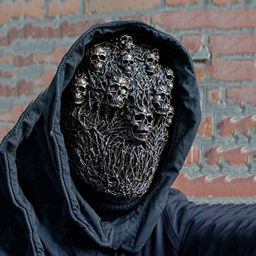 Auntzyj Million Christmas steampunk skull hood, skull latex mask carnival party horror dress up prop