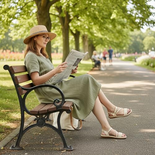 Image of Aomigoct Dressy Womens Sandals Summer: Comfortable Strappy Flats Sandals Women - Casual Walking Woman Shoes