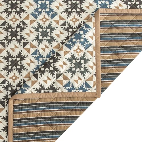 Image of Paseo Road Indigo Hill by HiEnd Accents Mosaic 3 Piece King Quilt Set