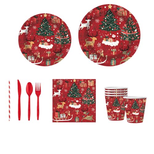 【2025年クリスマスグッズ】クリスマス パーティー食器セット 使い捨て プレート 紙皿 セット 10人分 90点セット クリスマス食器 ホリデー ホームパーティー ウェディング ピクニック用つ(クリスマスヘラジカ)