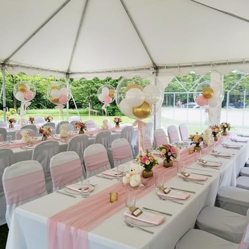 Image of 12 Pack Acrylic Balloon Stands for Table, Reusable Party Centerpiece Kits