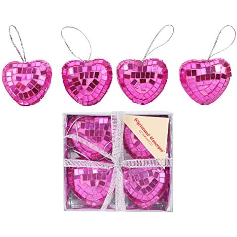 Christmas Concepts® Adornos de Espejo de corazón de 40 mm - Rosa Cover