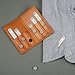 Würkin Stiffs Assorted Power Stays Magnet Collar Stay Travel Set | Tan Leather Wallet Case | Gift for Men | Seen on Shark Tank