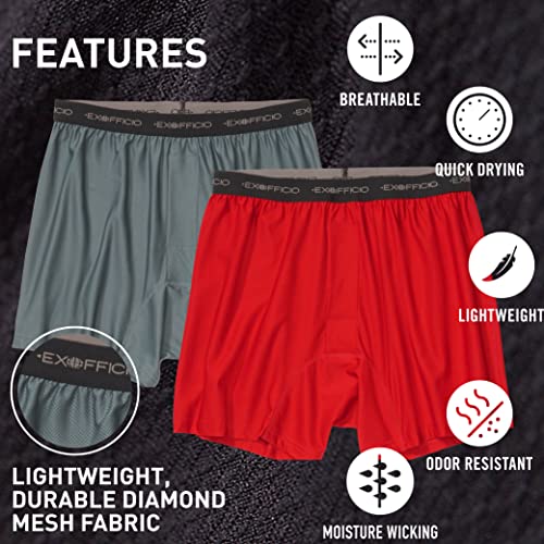 Exofficio Men's Give-N-Go Boxer 2 Pack, Charcoal/Bolero Red, Small #TOP2