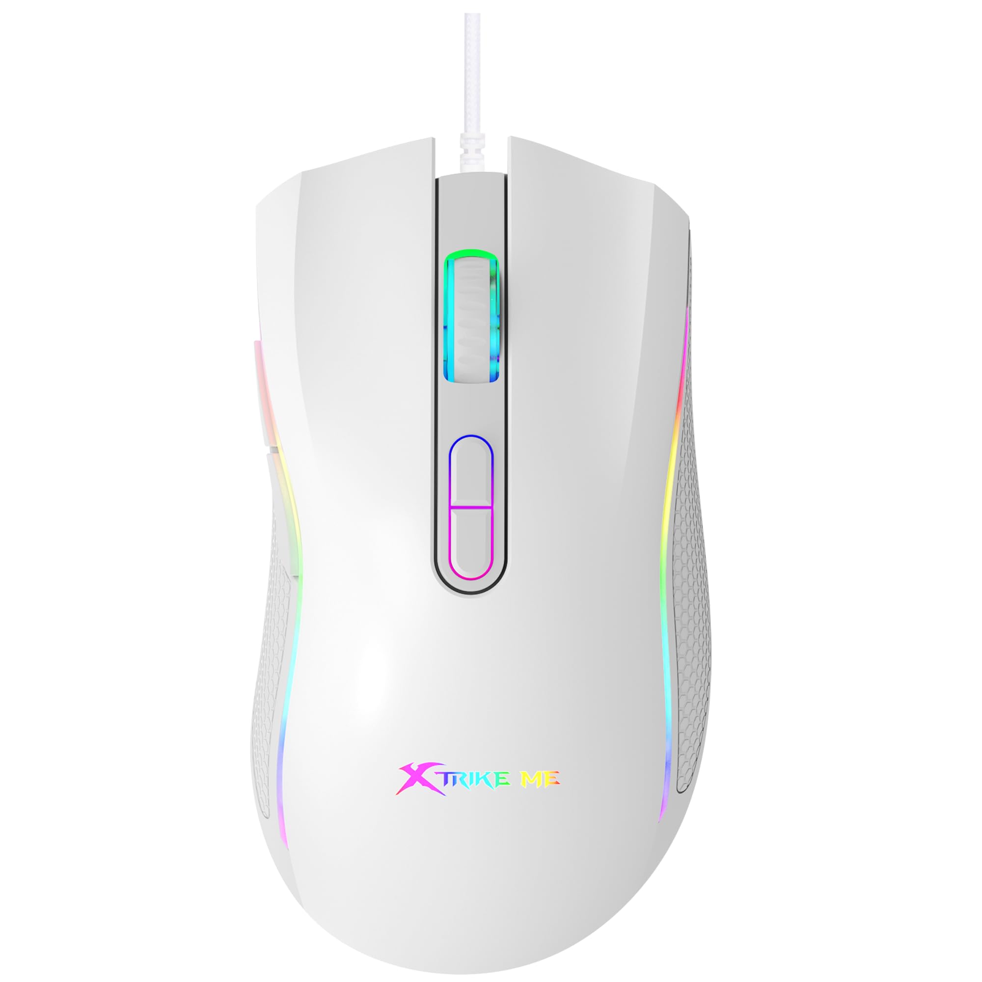 Product packaging for the Xtrike Me GM314 RGB Gaming Mouse, showing the mouse and its features listed on the box.