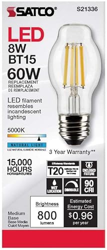 Miniatura 4 de Satco 6Pk 8w BT15 LED 5000K base mediana regulable - 60w equiv