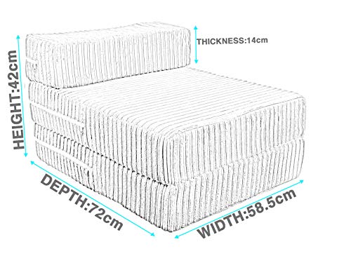 Jumbo Cord Single Chair Bed Sofa Z Bed Seat Foam Fold Out Guest Futon Kids - Image 9
