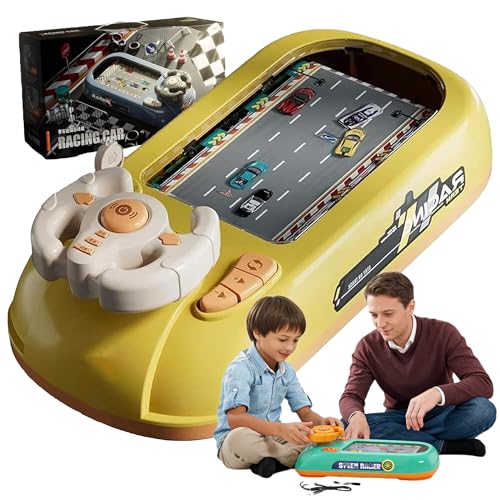 Turborace Interactive Game Set with 200 Challenges, Desktop Car Racing Game with Steering Wheel,...